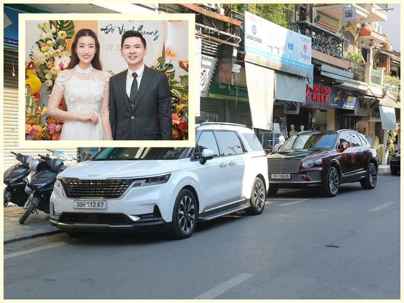 Trong đám hỏi của Hoa hậu Đỗ Mỹ Linh, dàn xe sang xuất hiện gây chú ý. Ảnh: Tiền Phong