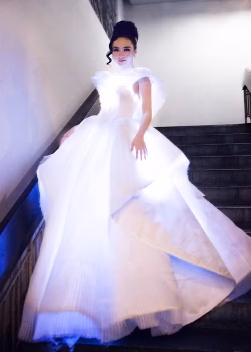 Nữ diễn viên gây xôn xao dư luận khi diện chiếc váy phát sáng trên thảm đỏ MAMA năm 2017. Ảnh: Dân Việt