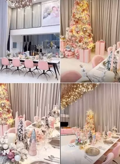 Không gian phòng ăn phủ màu hồng đúng theo sở thích của Ngọc Trinh. Ảnh: Vietnamnet