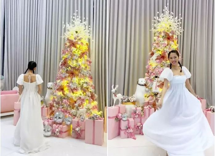 Ngọc Trinh cũng trang hoàng biệt thự đẹp lộng lẫy để đón Giáng sinh. Ảnh: Vietnamnet