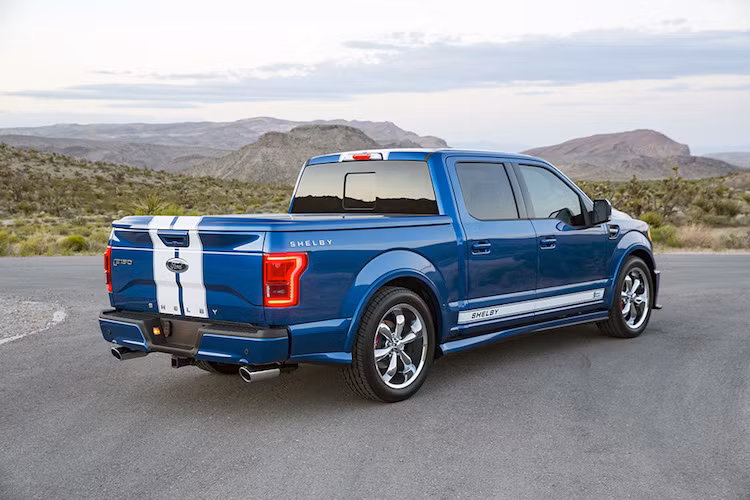 So với chiếc F150 Platinum thường, Shelby F150 Super Snake đã có ngoại hình thể thao hơn khi được hãng độ Mỹ trang bị bộ bodykit mới, "trổ" thêm khe hút gió trên nắp ca-pô, bổ sung nắp thùng hàng phía sau và nới rộng các vòm bánh. Theo phong cách Mỹ, chiếc xe cũng được trang bị bộ mâm 6 cánh 22 inch mạ bóng loáng.