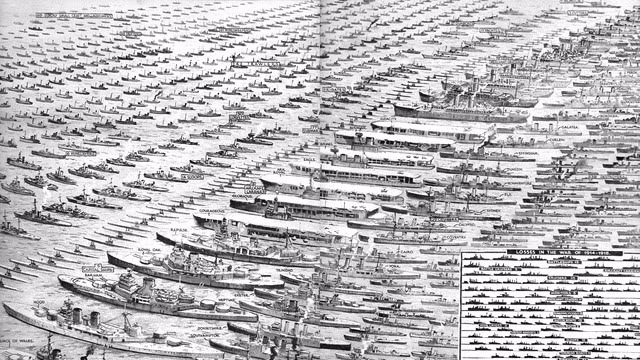 Trong Thế chiến II, Anh vẫn là lực lượng hải quân mạnh nhất thế giới. Tổng số tàu chiến của họ khi đó đã đạt hơn 1.400 chiếc, bao gồm nhiều tàu sân bay, tàu tuần dương, tàu khu trục tàu ngầm và tàu đổ bộ.