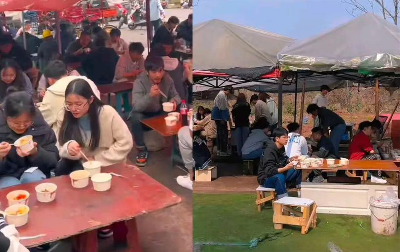 Vì sao sinh viên Trung Quốc ăn trưa ngoài công trường? Vi sao sinh vien Trung Quoc an trua ngoai cong truong?
