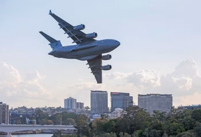 Chiếc vận tải cơ C-17A Globemaster được cho là chiếc máy bay thuộc biên chế của phi đội 36 Không quân Australia. Nguồn ảnh: BI.