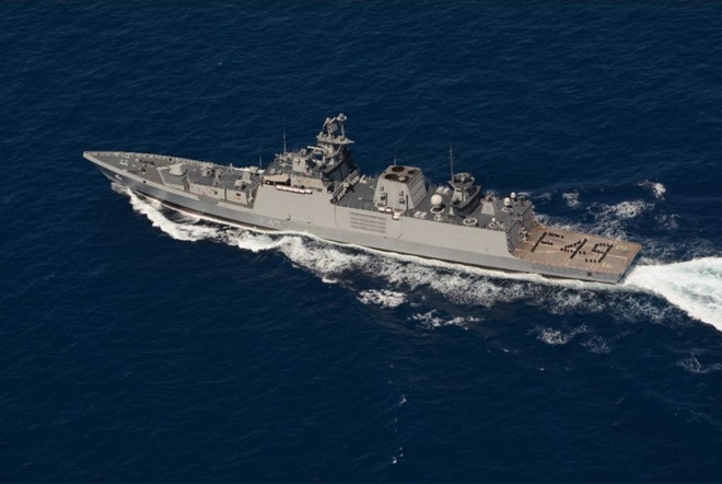 Khinh hạm Ins Sahyadri được Ấn Độ đóng theo lớp Shivalik và là một trong những khinh hạm mạnh nhất, hiện đại nhất trong biên chế Hải quân Ấn Độ hiện tại. Nguồn ảnh: Pinterest.