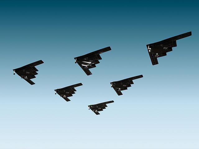 Máy bay ném bom tàng hình chiến lược B-2 có chuyến bay đầu tiên vào ngày 17 tháng 7 năm 1989 và ra mắt công chúng vào tháng 4 năm 1997.