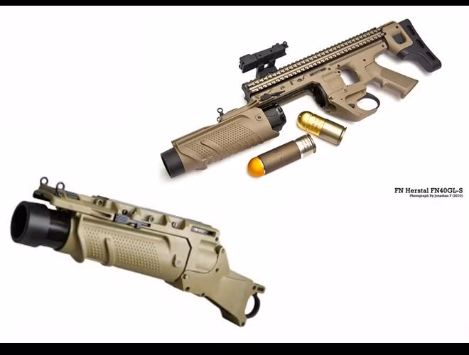 Súng phóng lựu tiêu chuẩn trang bị cho FN SCAR là loại súng phóng lựu thế hệ thứ ba cỡ nòng 40mm mang tên FN40GL. Đây được coi là khẩu súng phóng lựu kẹp nòng tốt nhất hiện nay