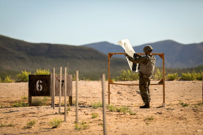 Tuy nhiên theo phân tích của Lục quân Mỹ, súng ngắn chỉ là vũ khí phụ và thường người lính cũng sẽ chỉ sử dụng loại vũ khí này ở cự ly gần hoặc trong không gian hẹp - những nơi mà tầm bắn xa không quá quan trọng. Nguồn ảnh: BI.