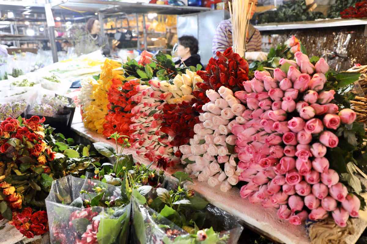 Hoa tại chợ Quảng Bá có hàng trăm loài khác nhau, nhiều màu sắc, chủng loại tới từ các làng hoa tươi lớn của miền Bắc như Tây Tựu, Đông Anh, Gia Lâm… Thậm chí, nhiều loại hoa được mang từ Đà Lạt hay nhập từ nước ngoài.