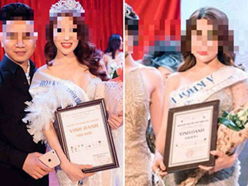 Phạm Thị Thanh Hiền - Hoa khôi Thời trang Việt Nam 2017 và Nguyễn Thị Ngọc - Á khôi Sắc đẹp Việt Nam 2017 cũng vướng ồn ào đi khách. Ngày 15/8/2017, cả hai bị bắt khi đang bán dâm cho hai khách với giá 15 triệu đồng mỗi người. Ngoài bán dâm, cả hai còn môi giới bán dâm. Ảnh: Zing