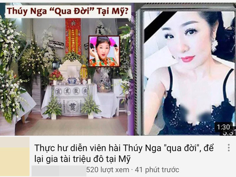 Mới đây, danh hài Thúy Nga bị đồn qua đời ở Mỹ, để lại gia tài 1 triệu USD. Khi hay tin, nữ nghệ sĩ lập tức phủ nhận.