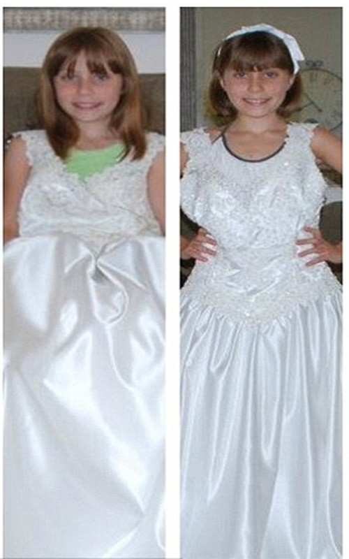 Bằng cách mặc đồ cưới của bố mẹ cho con, cha mẹ sẽ thấy con mình phát triển thành người lớn từng năm như thế nào.