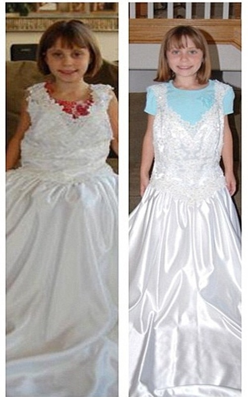 Bà mẹ này tiết lộ, cô nảy ra ý tưởng dễ thương này khi cô đặt con bên cạnh bộ đồ cưới và nhìn thấy sự lớn lên từng ngày của con.