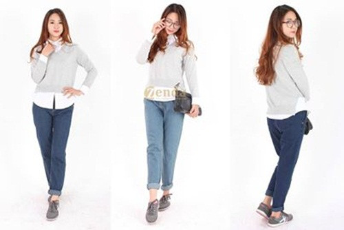 Chân và bắp đùi to. Tránh những thiết kế jeans ôm gọn chân. Thay vào đó, hãy mua những dáng quần hơi rộng và thoải mái một chút như quần jeans baggy. Cũng nên chọn loại quần có màu đậm như đen xanh để có thể đánh lừa cảm giác người nhìn.
