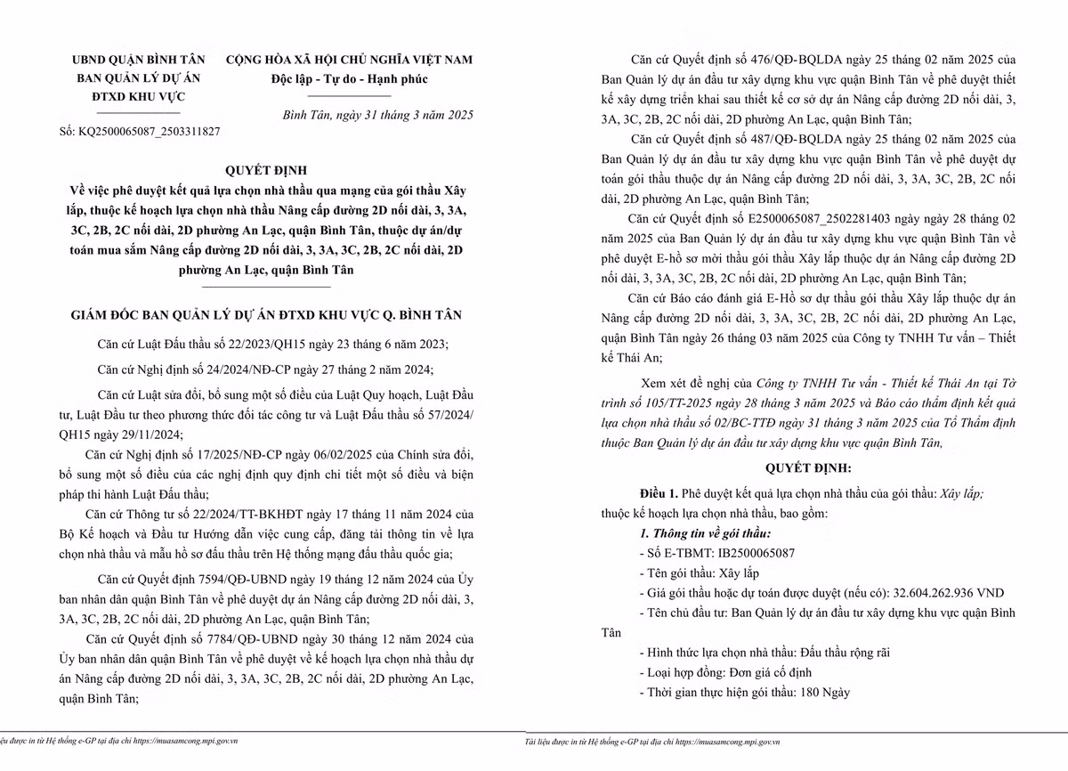 TP HCM: Cong ty Me Kong trung goi thau nang cap duong 2D noi dai