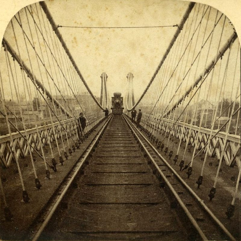 Cầu treo Niagara, khoảng năm 1859.