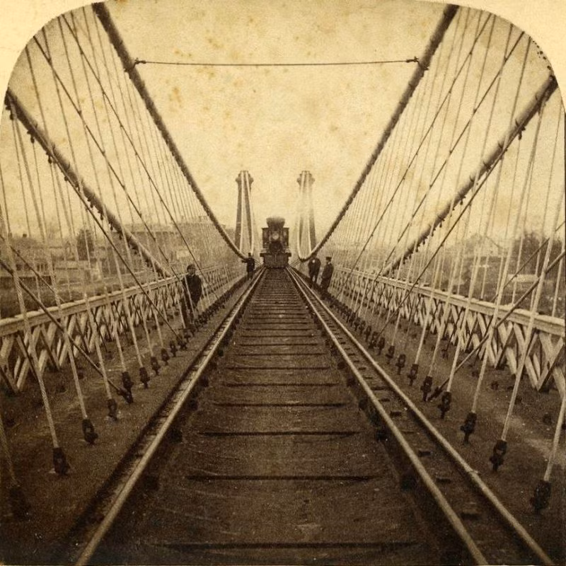 Cầu treo Niagara, khoảng năm 1859.