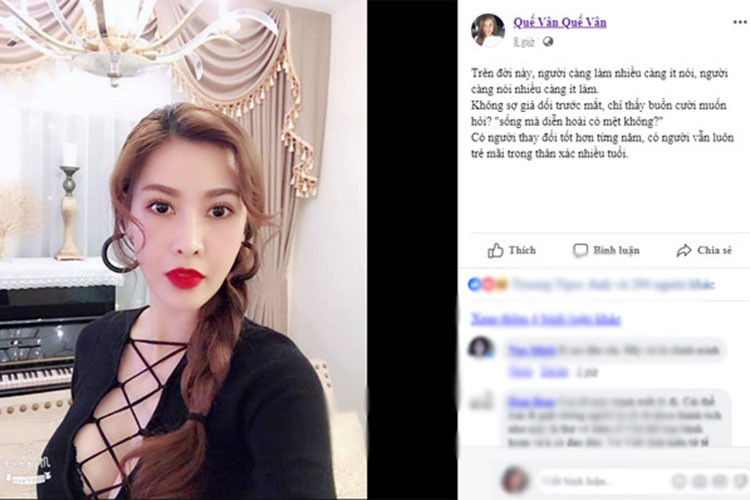 Giữa ồn ào, Việt Anh khẳng định "không có gì khuất tất". Sau đó, Quế Vân đăng status ẩn ý: “Sống mà diễn hoài có mệt không”. Ảnh: Ngaynay