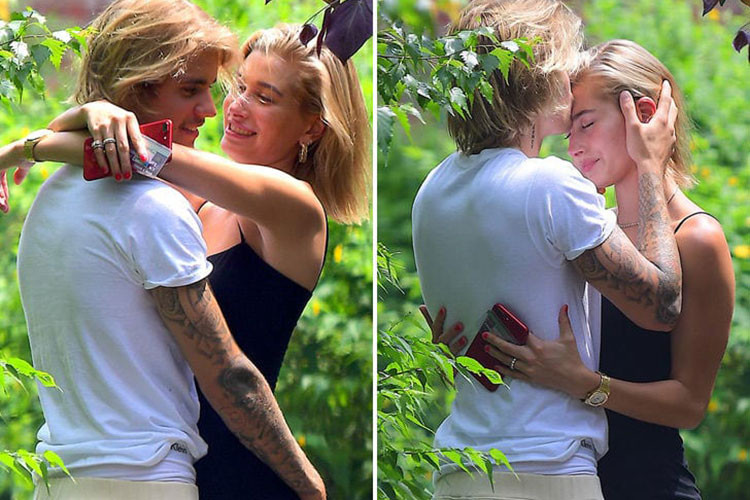Sau khi nối lại tình xưa với Hailey, Justin quấn quýt không rời bạn gái. Ảnh: TMZ
