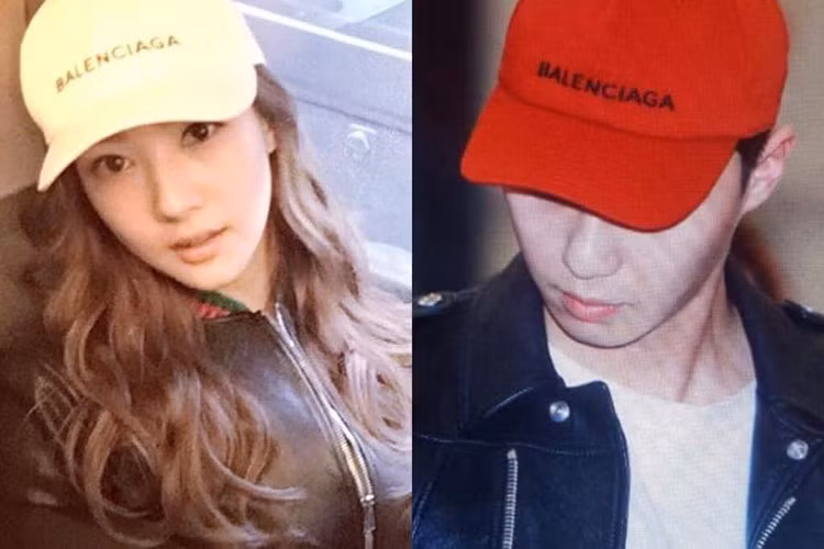 Park Min Young và Park Seo Joon còn mặc áo và đội mũ đôi. Ảnh: Fanpage