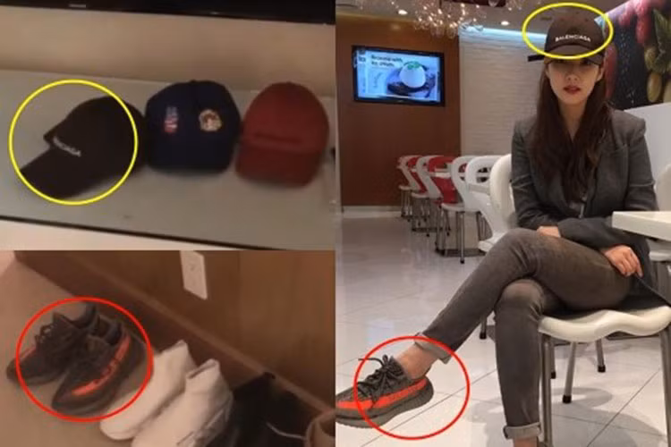 Tháng 3/2017, Park Min Young đăng tải hình ảnh đội mũ và đi giày giống trong clip mà Park Seo Joon đăng tải vào tháng 2/2017. Ảnh:Fanpage