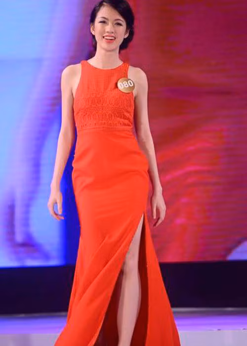 Năm 2016, nữ BTV của VTV lọt top 12 cuộc thi Hoa hậu Bản sắc Việt Toàn cầu. Ảnh: FBNV