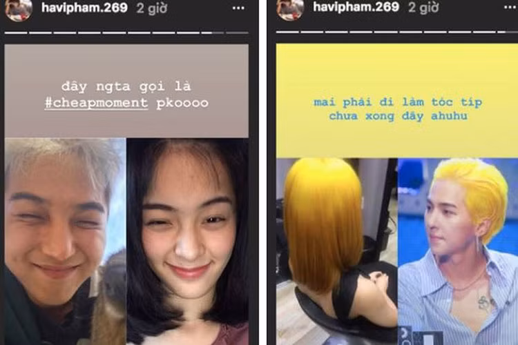 Trung thành với màu tóc trầm, Hạ Vi bất ngờ nhuộm vàng tươi. Lý do được cô chia sẻ là vì thần tượng ca sĩ Mino của nhóm Winner. Ảnh: Instagram