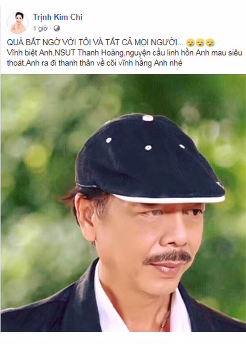 Trịnh Kim Chi rất bất ngờ khi biết thông tin nghệ sĩ Thanh Hoàng từ biệt cõi trần.