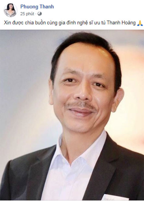 Phương Thanh gửi lời chia buồn cùng gia đình nghệ sĩ Thanh Hoàng. 