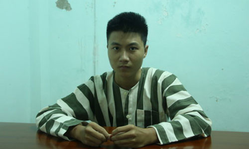 Đối tượng Vũ Hoàng Nam tại cơ quan công an.