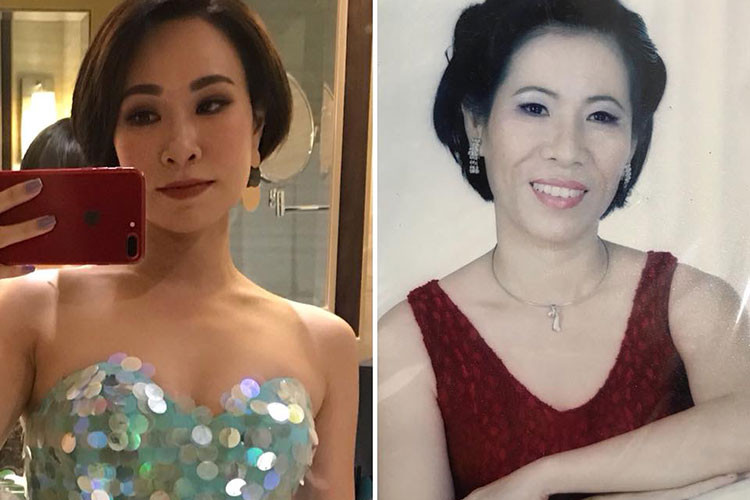 Uyên Linh khoe mẹ đẻ. Nhiều người nhận xét nữ ca sĩ rất giống mẹ.