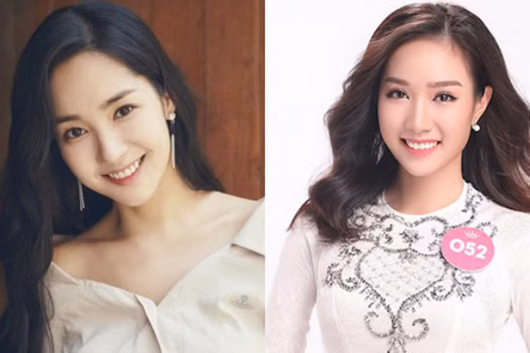 Người đẹp Nguyễn Thị Hồng Tuyết (phải) được ví là bản sao Park Min Young phiên bản Việt. Ảnh: Saostar