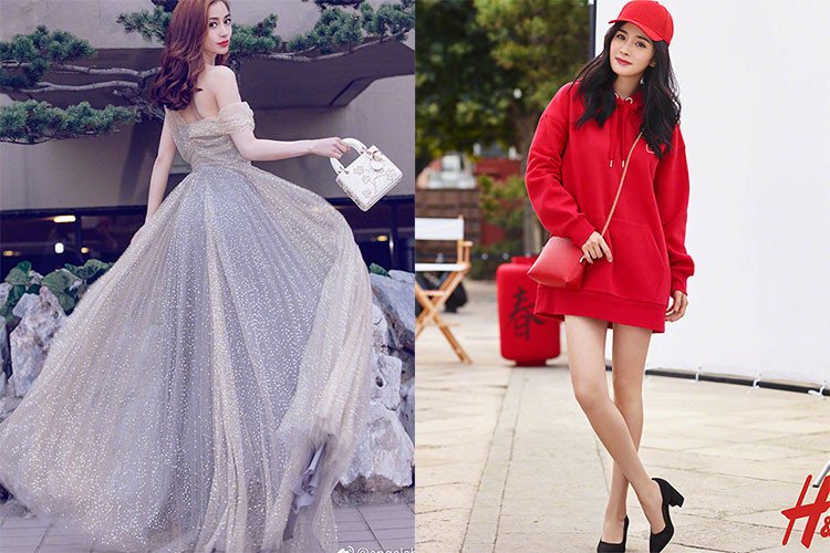 Trải qua một lần sinh nở, Dương Mịch - Angelababy hiện đã lấy lại được vóc dáng thon gọn. Ảnh: Weibo