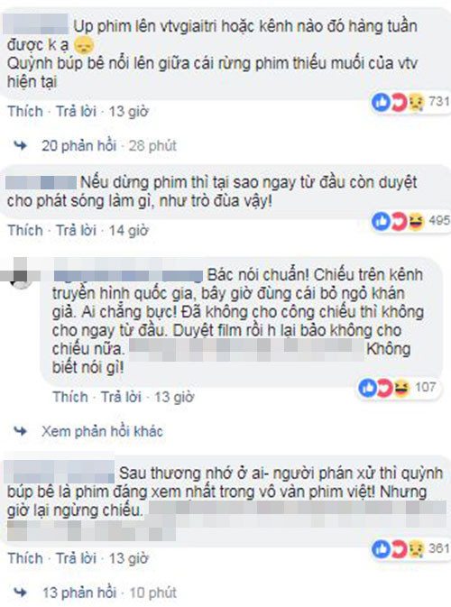 Khán giả phản ứng trước việc "Quỳnh búp bê" bị tạm dừng phát sóng.