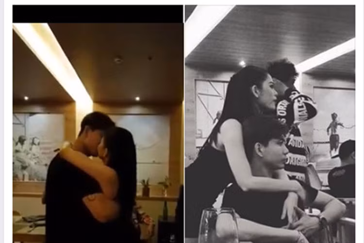 Tháng 6/2017, trong tiệc sinh nhật của con trai, Tim và Trương Quỳnh Anh còn khóa môi nhau rất nồng nàn. Ảnh: FBNV