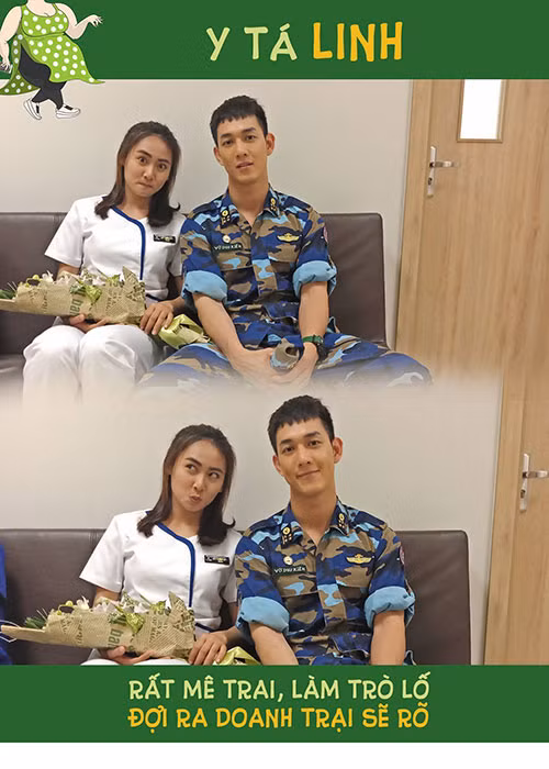 Hình ảnh Song Luân tỏ ra khá ngượng ngùng bên bạn diễn trên phim trường "Hậu duệ mặt trời".