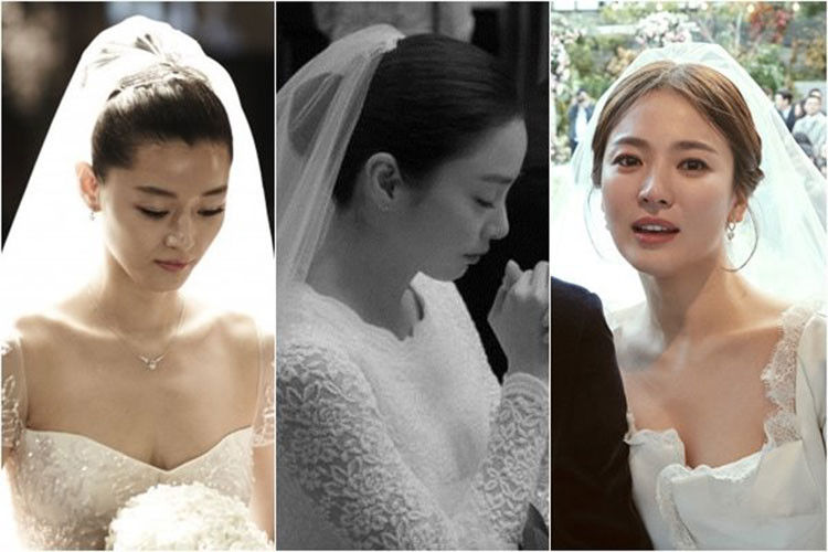 Jeon Ji Hyun lên xe hoa vào năm 2012 còn Kim Tae Hee và Song Hye Kyo kết hôn vào năm 2017. Trước khi lấy chồng, cả ba đều là nữ thần. Ảnh: topstarnews