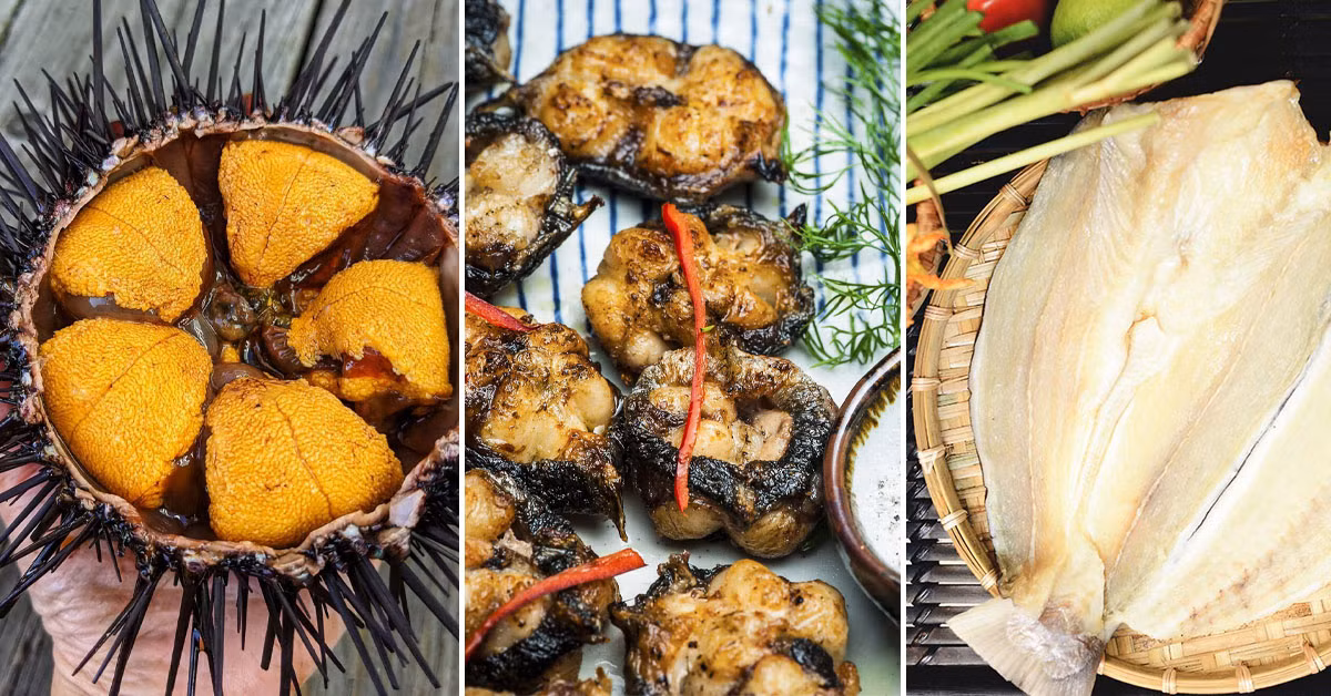 Chuyến du lịch Nam Du sẽ không thể thiếu phần thưởng thức hải sản tươi sống. Các món ăn nổi tiếng như nhum nướng, cháo nhum, cá xanh xương nướng, mực nướng, ốc biển… luôn làm hài lòng cả những thực khách khó tính nhất.