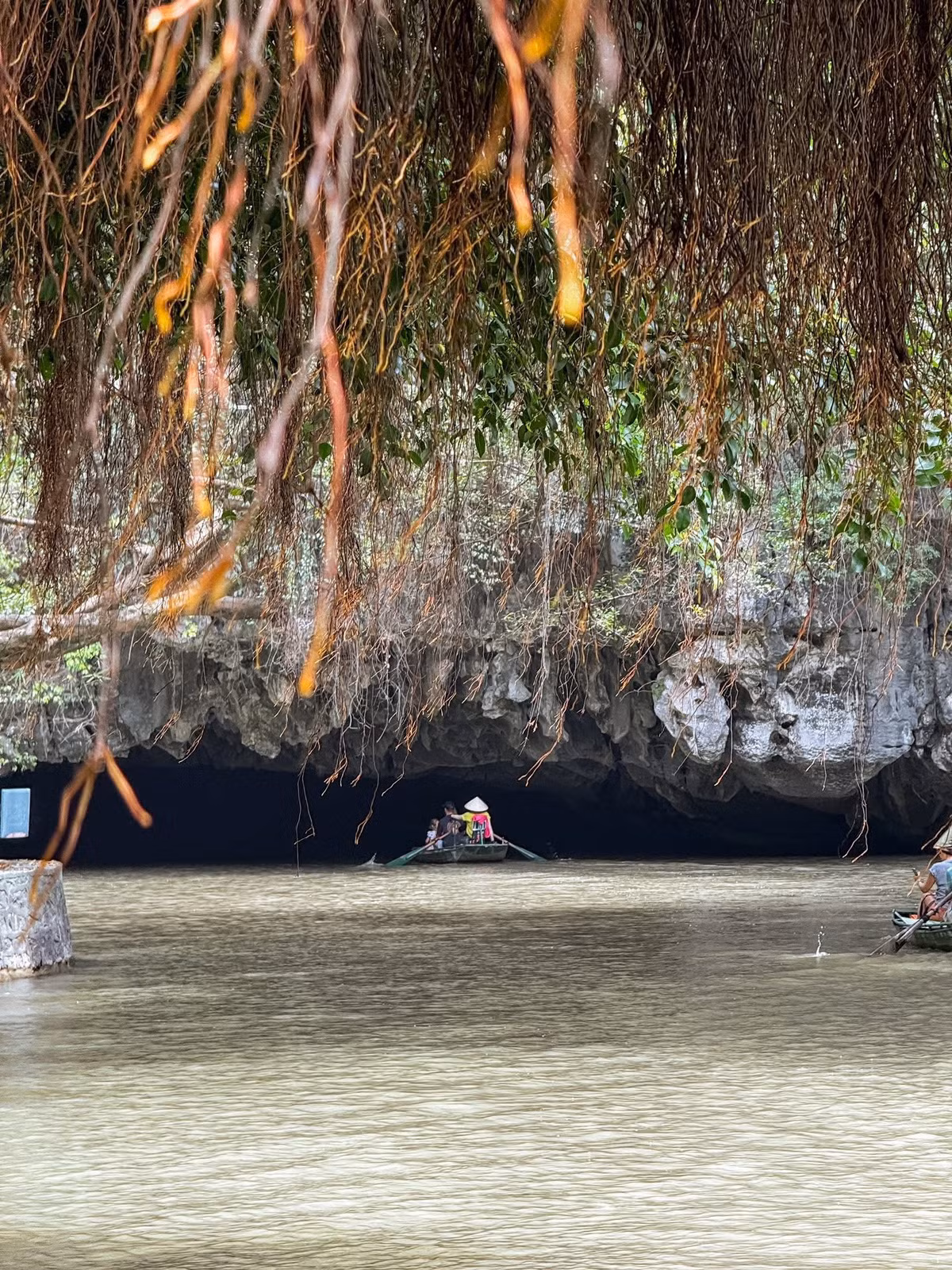 Ngồi trên con thuyền nhỏ rẽ nước trên dòng Ngô Đồng, du khách như đang trôi giữa một bức tranh thiên nhiên sống động. Ảnh Chuyến đi của Tali