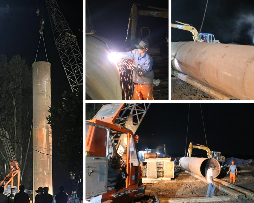 Tại hiện trường, các lực lượng chức năng chuyên môn vẫn khẩn trương dùng máy khoan để làm mềm đất đá khu vực xung quanh thành trụ bê tông để giảm ma sát quanh trụ. Sau đó, dùng phương tiện chuyên dụng để kéo trụ bê tông lên. Tiếp đến, lực lượng công binh sẽ tiến hành nội soi để dò tìm vị trí của em bé rồi cắt trụ, đưa bé trai ra ngoài. 