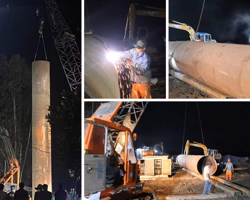 Tại hiện trường, các lực lượng chức năng chuyên môn vẫn khẩn trương dùng máy khoan để làm mềm đất đá khu vực xung quanh thành trụ bê tông để giảm ma sát quanh trụ. Sau đó, dùng phương tiện chuyên dụng để kéo trụ bê tông lên. Tiếp đến, lực lượng công binh sẽ tiến hành nội soi để dò tìm vị trí của em bé rồi cắt trụ, đưa bé trai ra ngoài. 