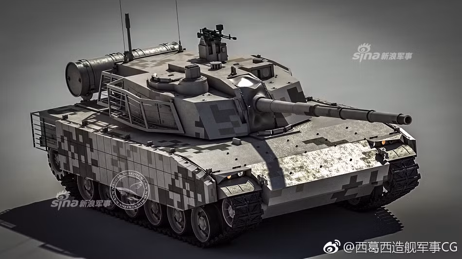 Đầu tiên là hệ thống súng máy tự động được đặt trên nóc xe, giống với VT4, khẩu súng máy này sẽ được điều khiển từ phía trong xe mà không cần có xạ thủ thò ra ngoài xe tăng như trên các loại xe tăng kiểu cũ. Nguồn ảnh: Sina.