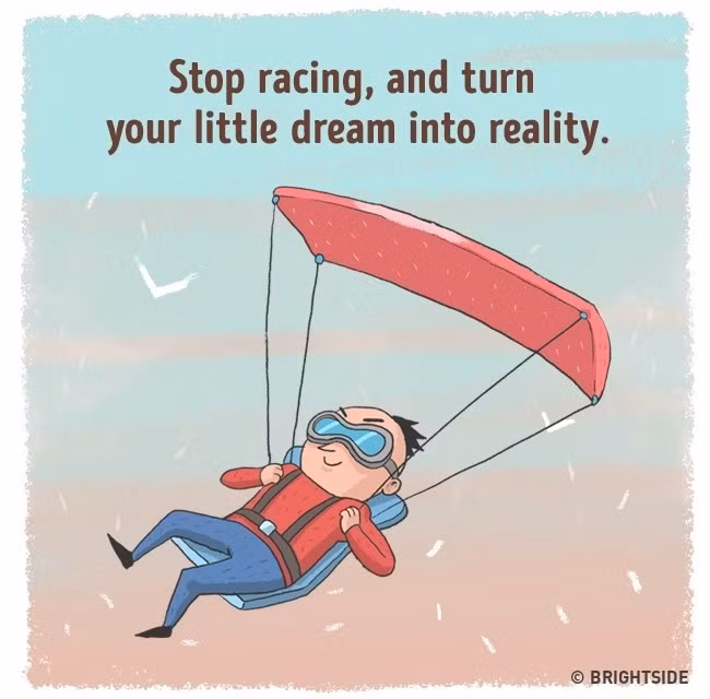 Giải pháp: Có thể công việc đã chiếm trọn toàn bộ thời gian và chúng ta không thực sự coi trọng nhu cầu của mình, khiến mọi giấc mơ đều bị trì hoãn. Đã đến lúc tự nuông chiều bản thân như mua thứ gì đó đắt tiền, ngủ một giấc thật đã, thử những món ăn ngon, quên đi công việc và nghĩ tới một mối quan hệ lãng mạn. Ảnh: Brightside.