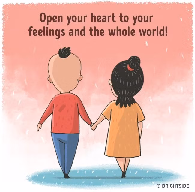 Giải pháp: Hãy cởi mở, giao tiếp nhiều hơn với những người khác. Đừng chỉ tập trung vào bản thân bạn, hãy hoà đồng, thân thiện, gặp gỡ nhiều bạn mới và tham gia những cuộc hẹn lý thú. Quan trọng nhất, bạn đừng kìm nén những xúc cảm của mình. Ảnh: Brightside.