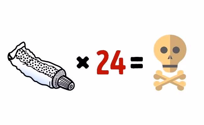 Kem đánh răng: Về mặt lý thuyết, bạn sẽ cần phải ăn 24 ống kem đánh răng để có đến được thế giới bên kia. Vì vậy, xin vui lòng, không làm điều đó! Ảnh: Brightside.