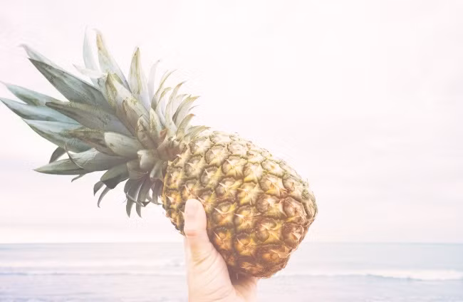 Trái dứa: Dứa đã được sử dụng ở một số nền văn hóa như một cây thuốc trong nhiều năm bởi chúng là trái cây duy nhất có chứa một loại enzyme gọi là bromelain, giúp chống viêm da và sưng tấy.