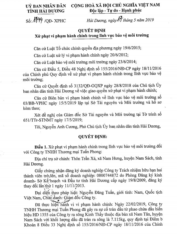 De dau tran song Kinh Thay, cong ty Tuan Phong bi phat 160 trieu dong-Hinh-2