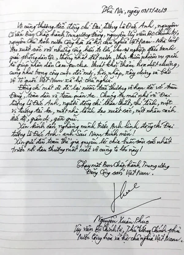 Xuc dong loi tien biet cua lanh dao Dang, Nha nuoc trong so tang Dai tuong Le Duc Anh-Hinh-3