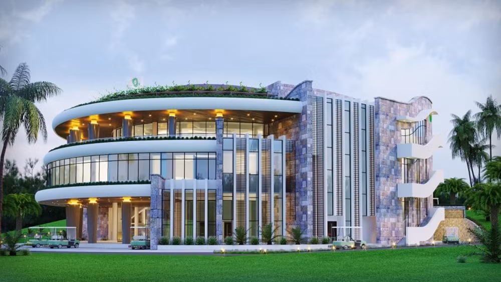 Nhà câu lạc bộ của sân golf Ngôi sao Yên Bái. (Ảnh: golfbooking.com.vn)