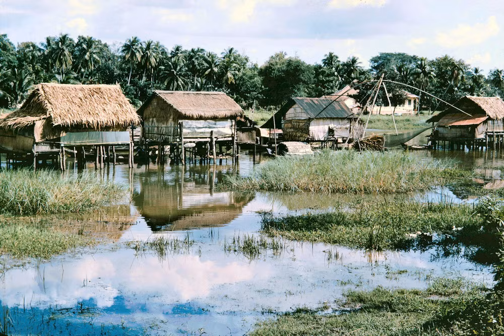Những ngôi nhà nổi của ngư dân miền Tây.